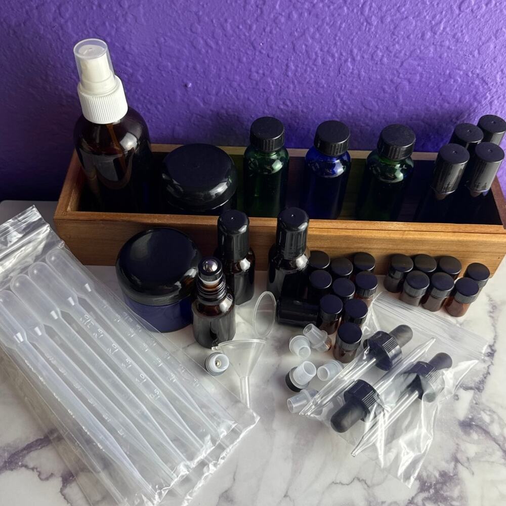 DIY Aromatherapy Supply Lot Essential Oil Glass Bottles Dropper Roller Vials New